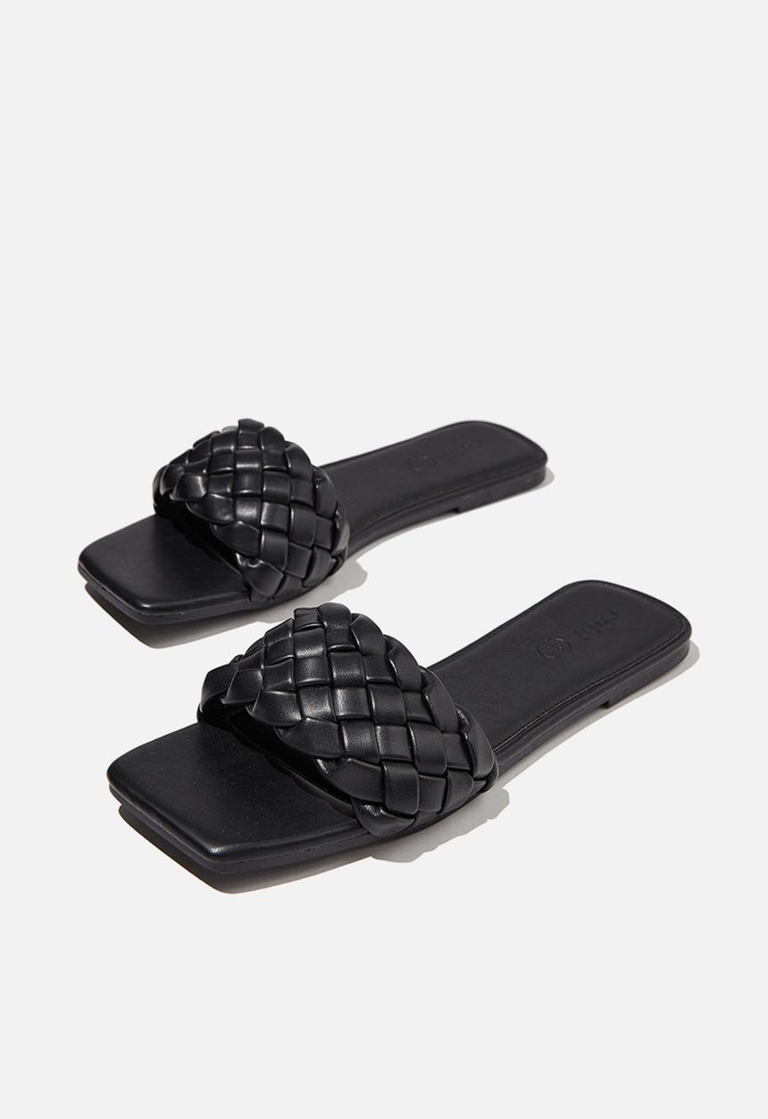 Cotton On - Harper braided slide - black pu