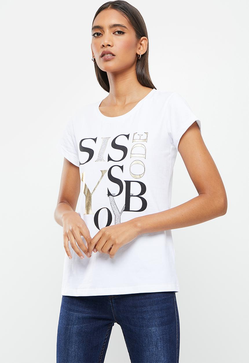 SISSY BOY - Lumiere: basic round neck, loose, boxy top - white