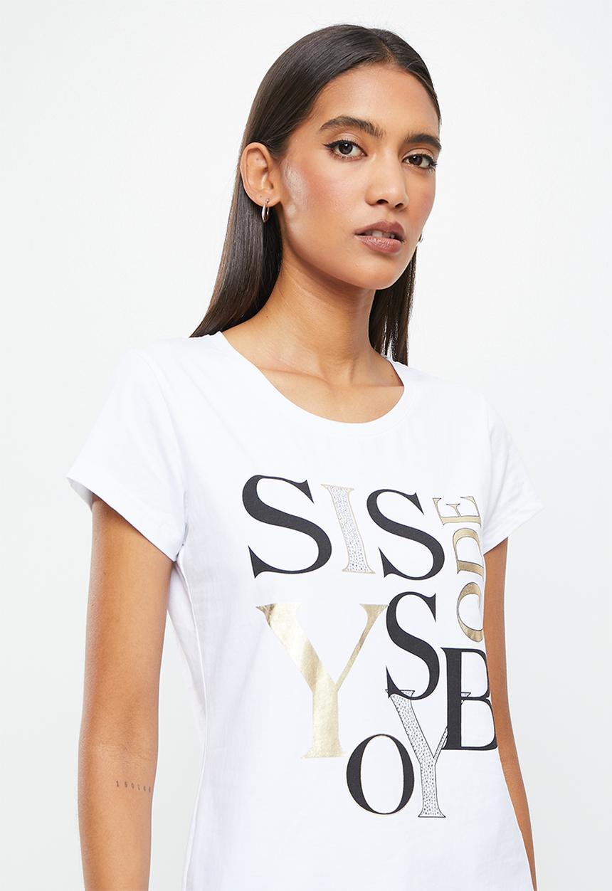 SISSY BOY - Lumiere: basic round neck, loose, boxy top - white