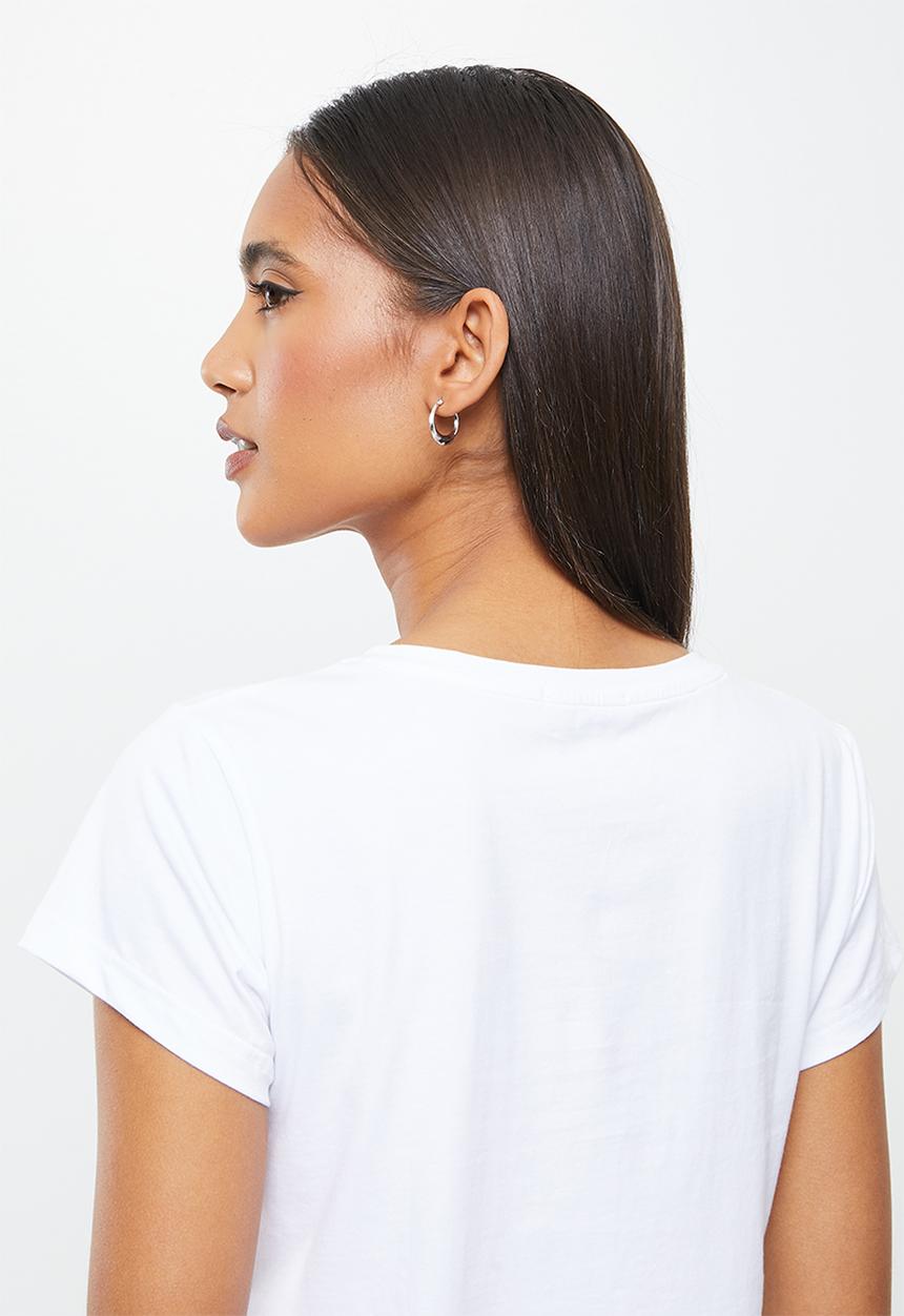 SISSY BOY - Lumiere: basic round neck, loose, boxy top - white
