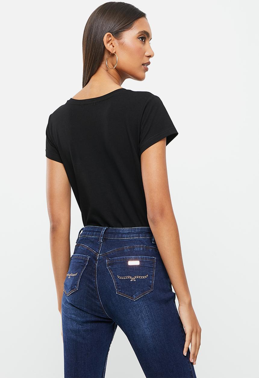 SISSY BOY - Hearts desire: basic round neck, loose, boxy top - black