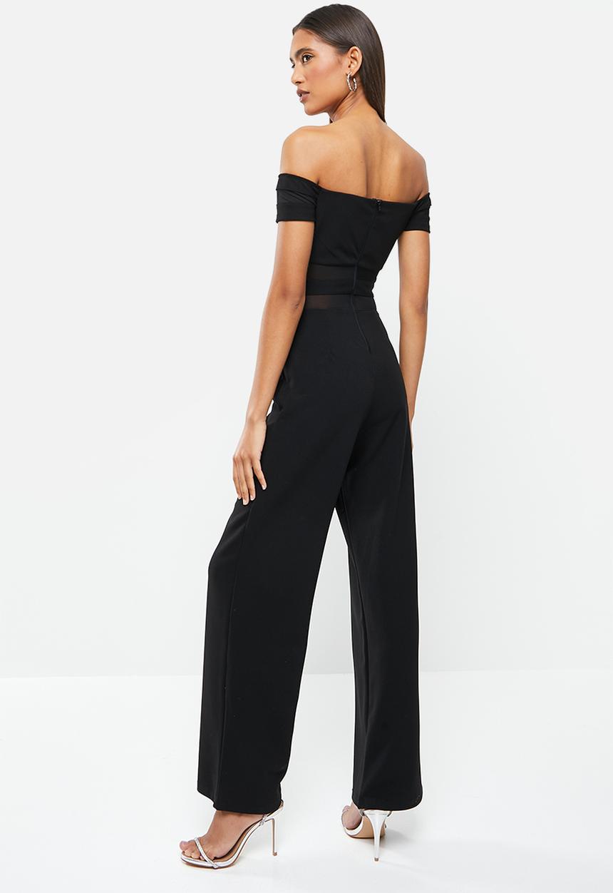 SISSY BOY - Bardot jumpsuit with mesh insets - black