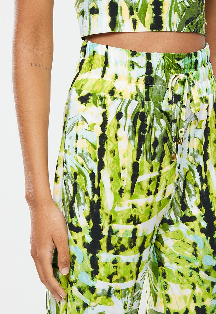 SISSY BOY - Printed palm pants - green multi