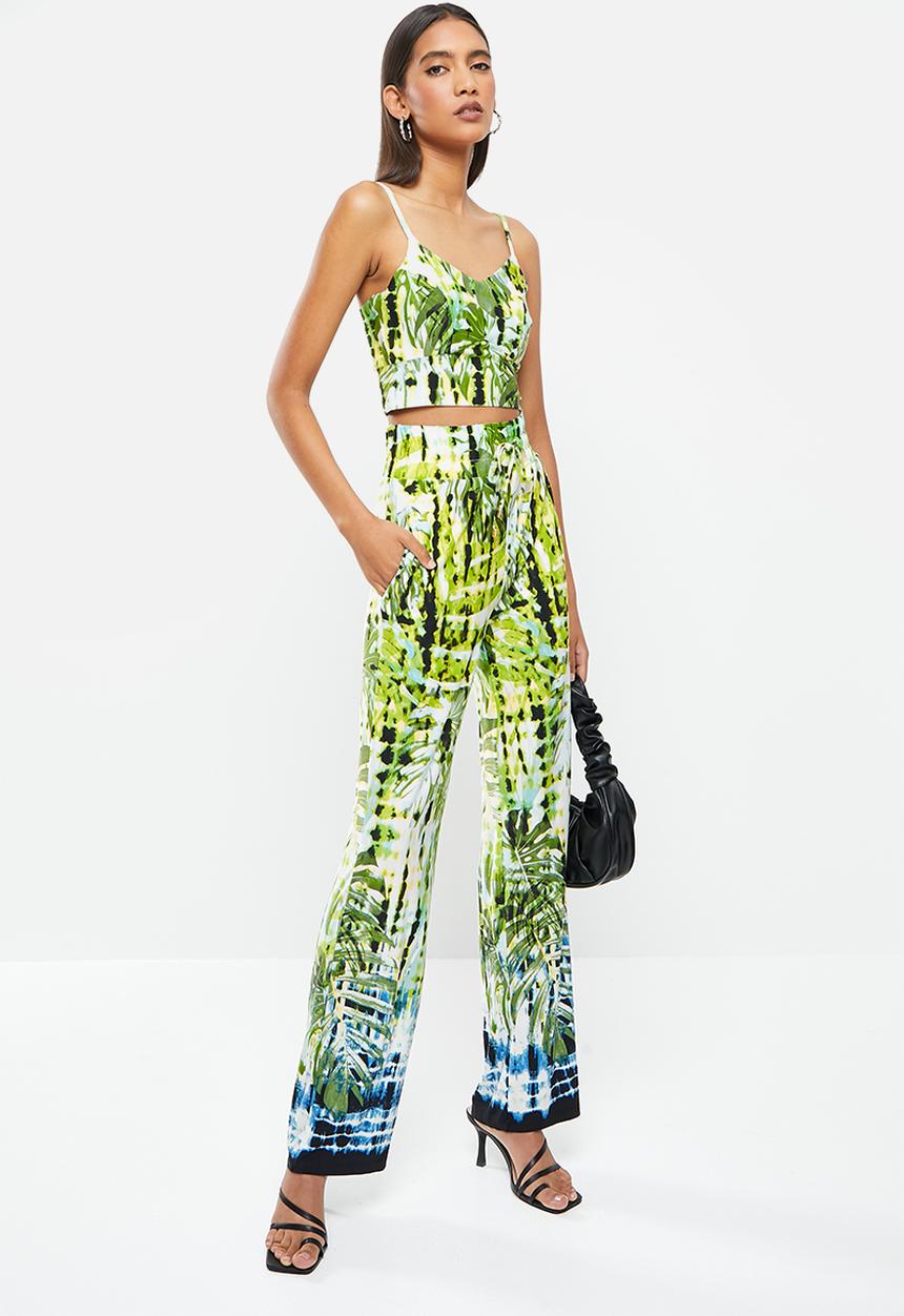 SISSY BOY - Printed palm pants - green multi