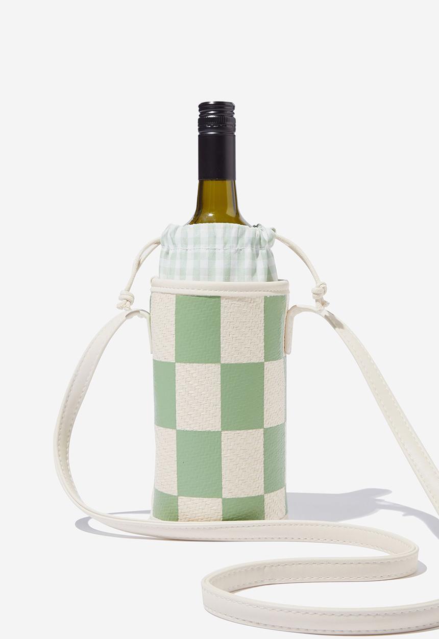 Rubi - Bottle bag - green checkerboard