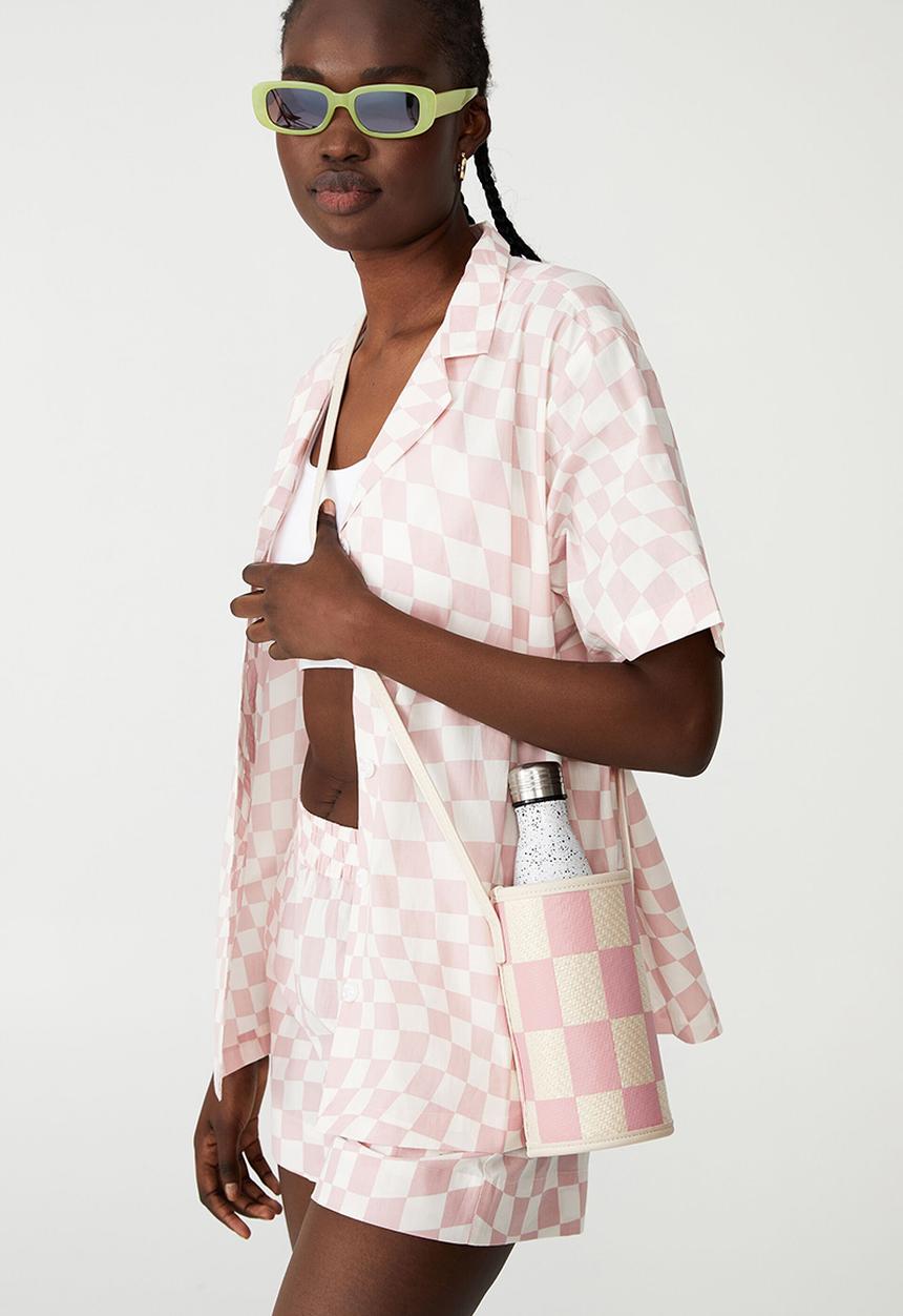 Rubi - Bottle bag - pink checkerboard