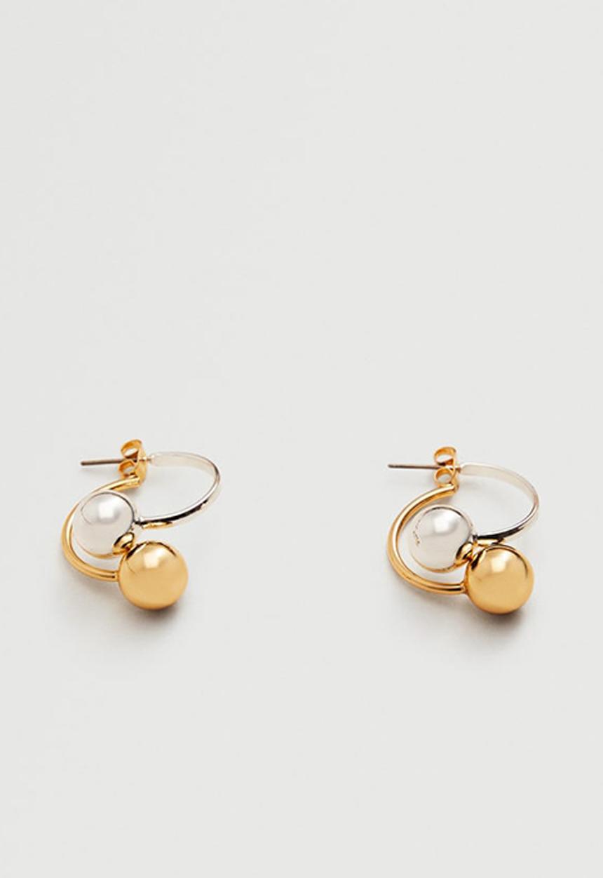 MANGO - Intertwined hoop earrings - gold