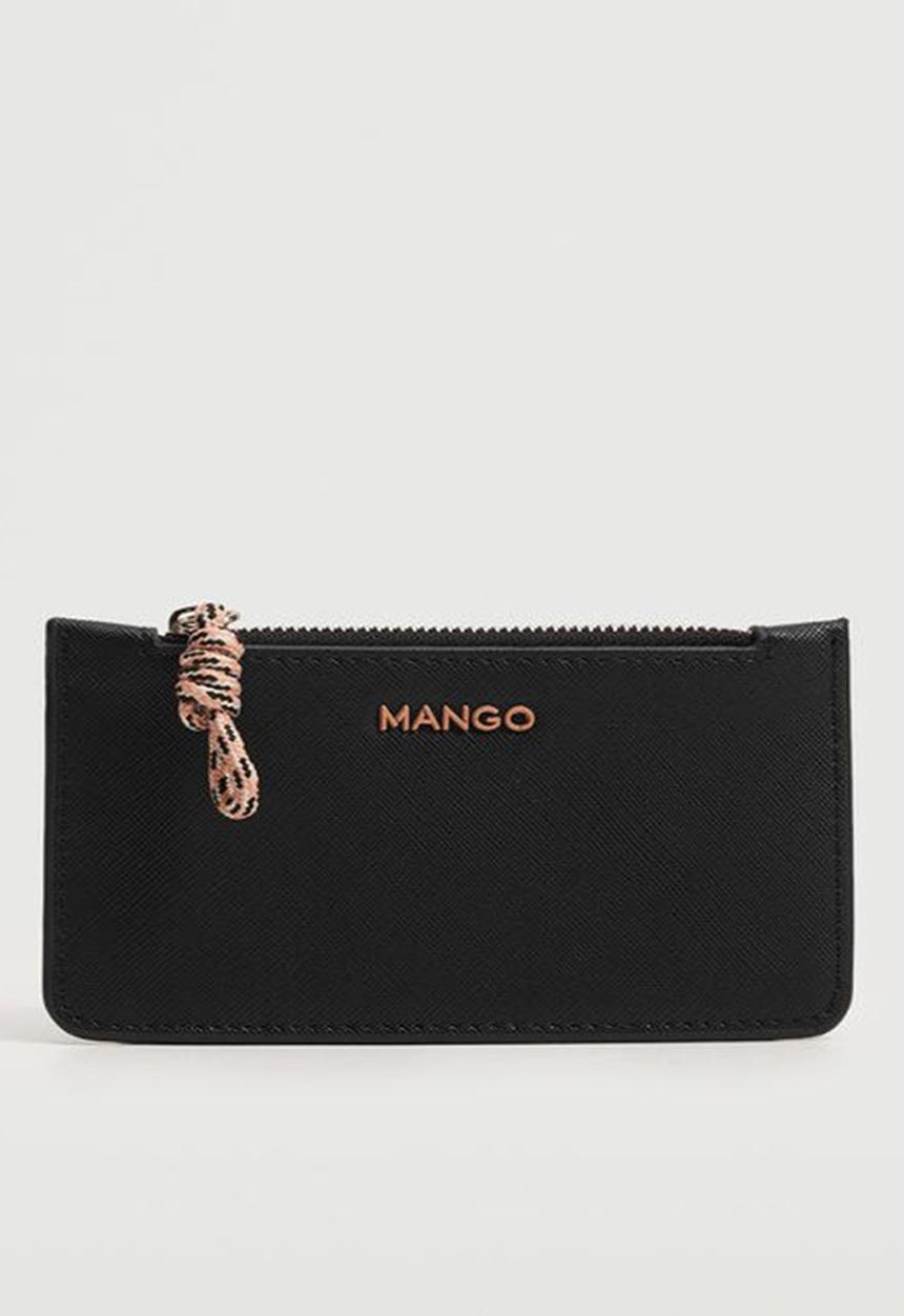 MANGO - Knot saffiano-effect cardholder - black