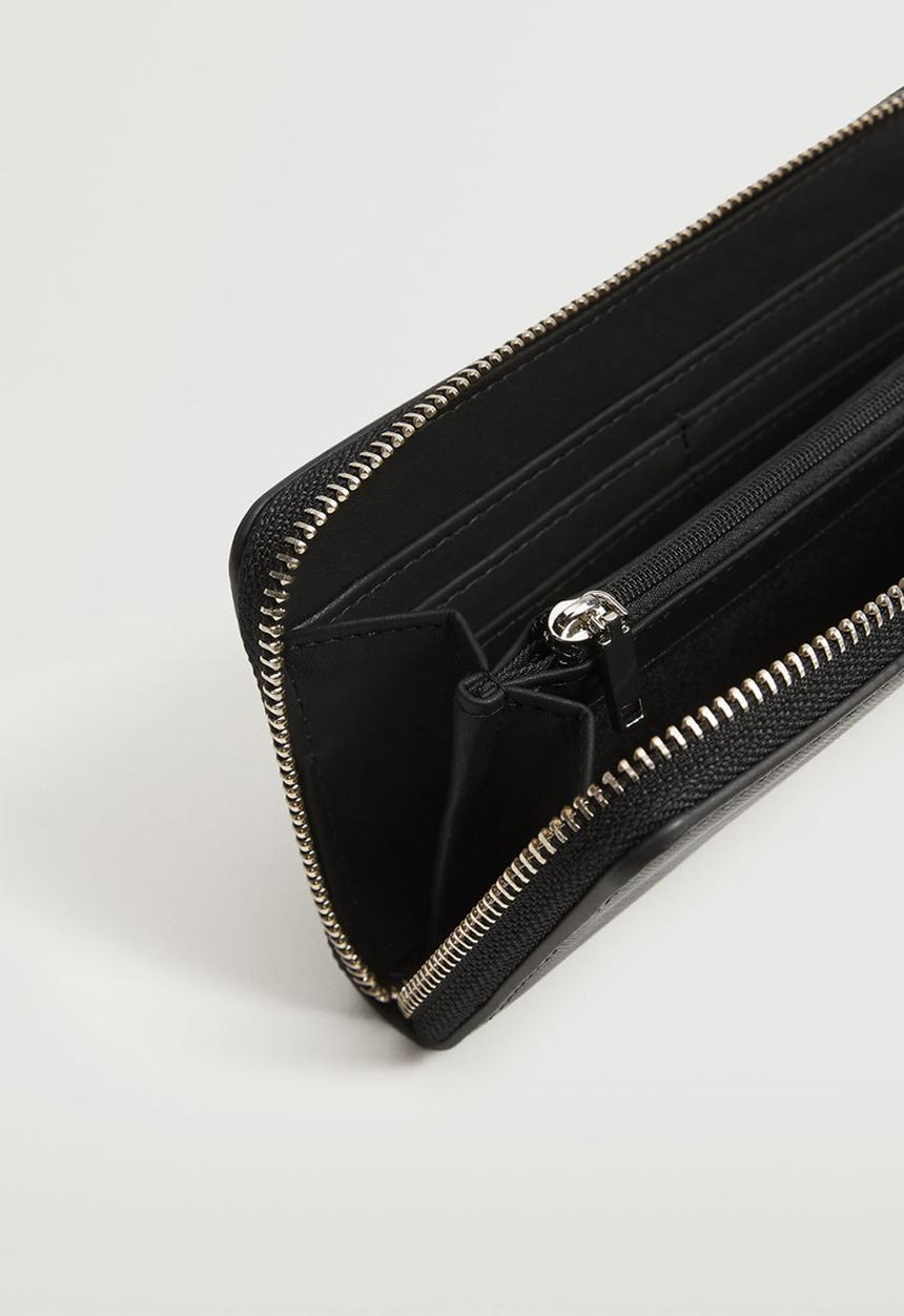 MANGO - Knot saffiano-effect wallet - black