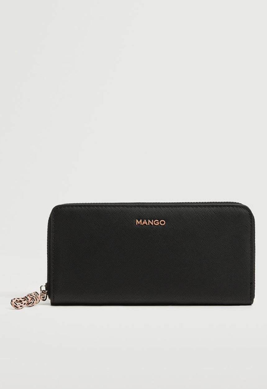 MANGO - Knot saffiano-effect wallet - black