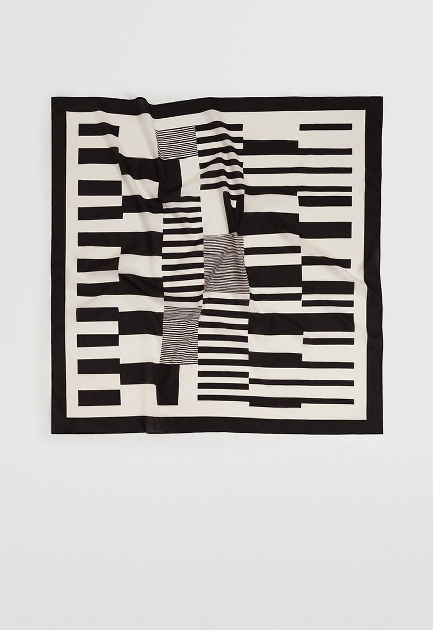 MANGO - Geometric printed foulard - black & white