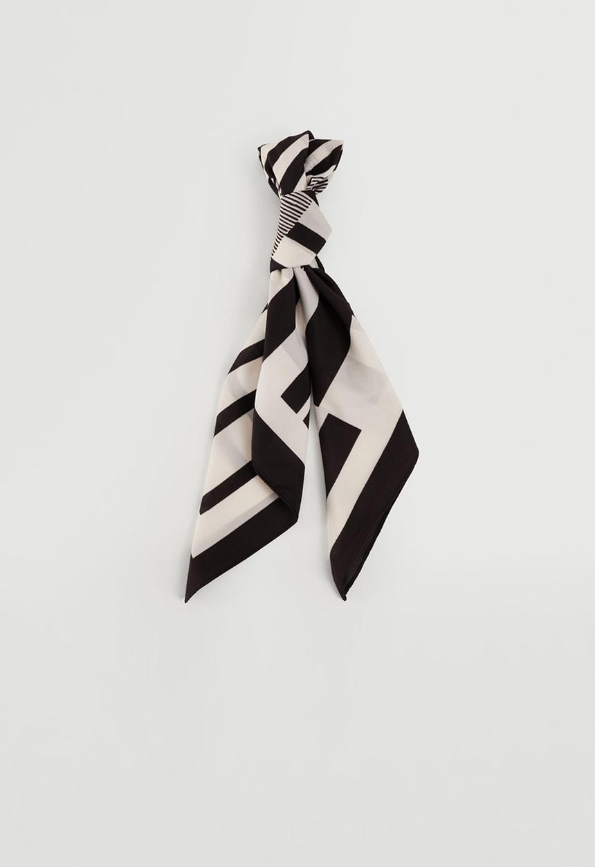 MANGO - Geometric printed foulard - black & white