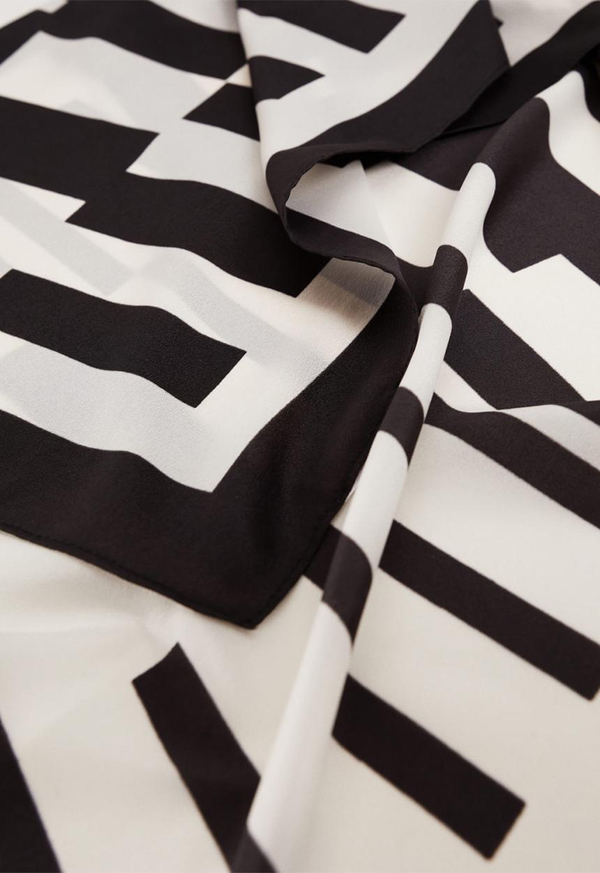 MANGO - Geometric printed foulard - black & white