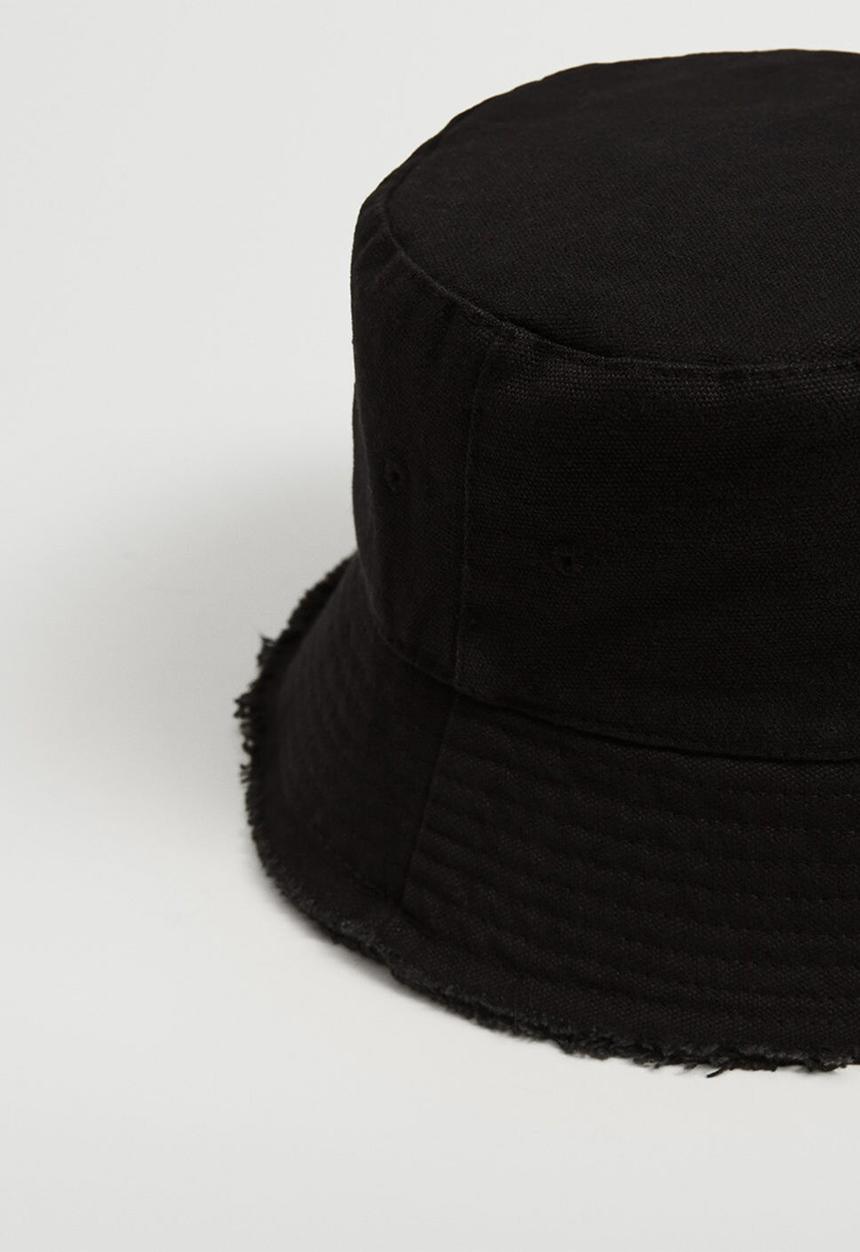 MANGO - Denim bucket hat - black