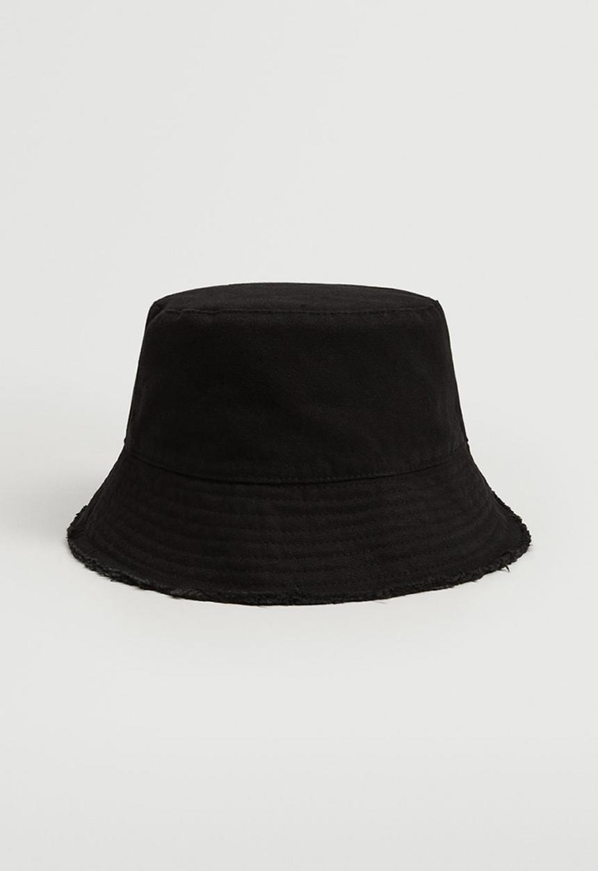 MANGO - Denim bucket hat - black