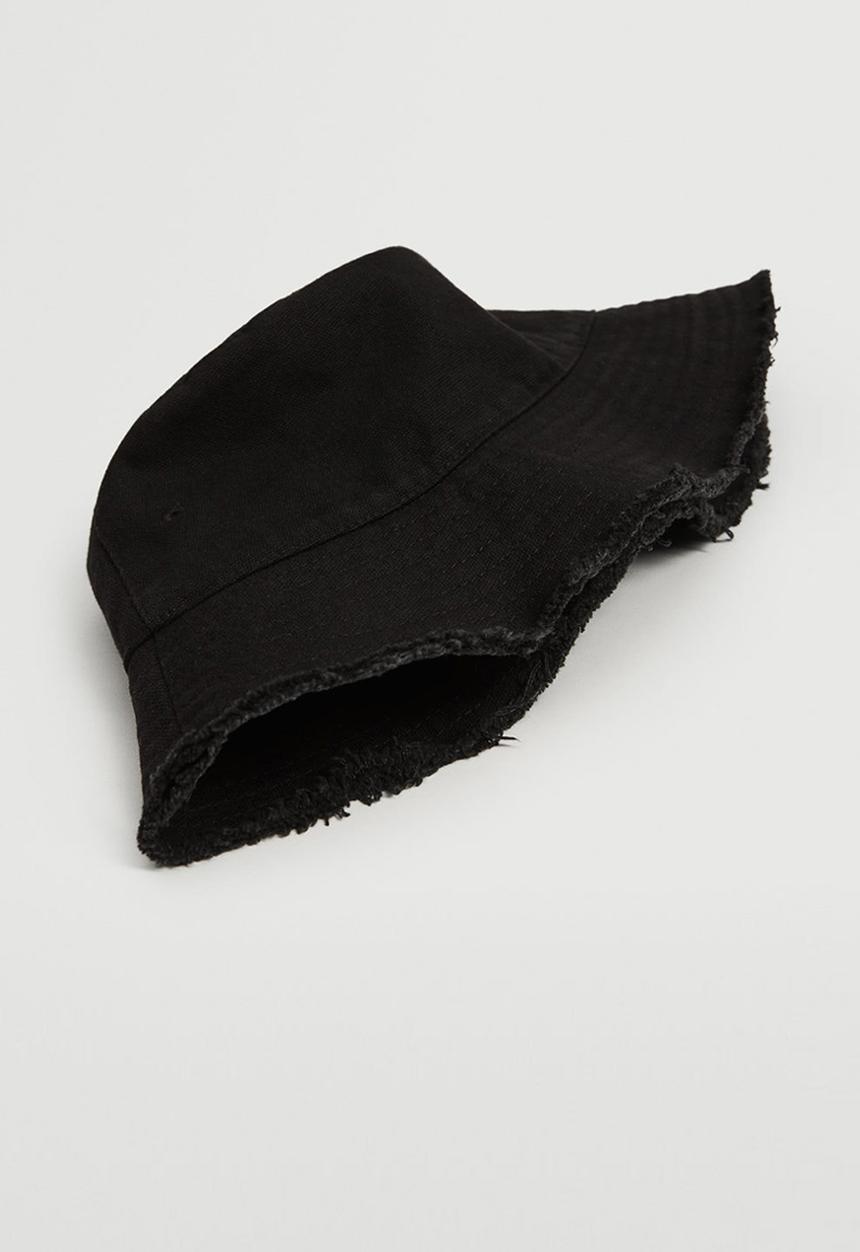MANGO - Denim bucket hat - black