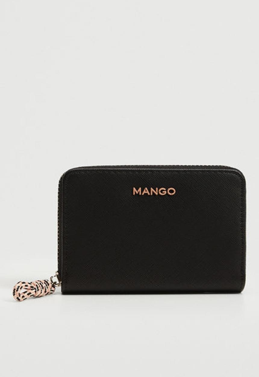 MANGO - Knot saffiano-effect wallet - black