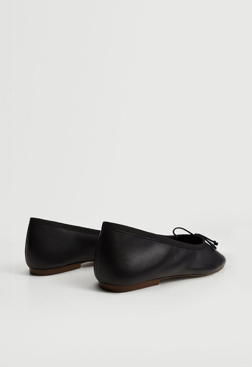 MANGO - Rina leather ballet - black