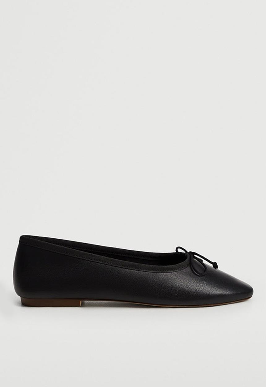 MANGO - Rina leather ballet - black