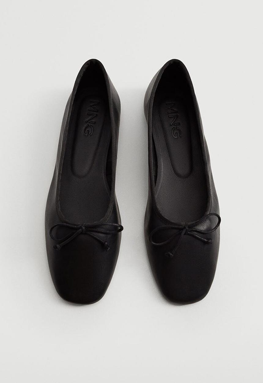 MANGO - Rina leather ballet - black