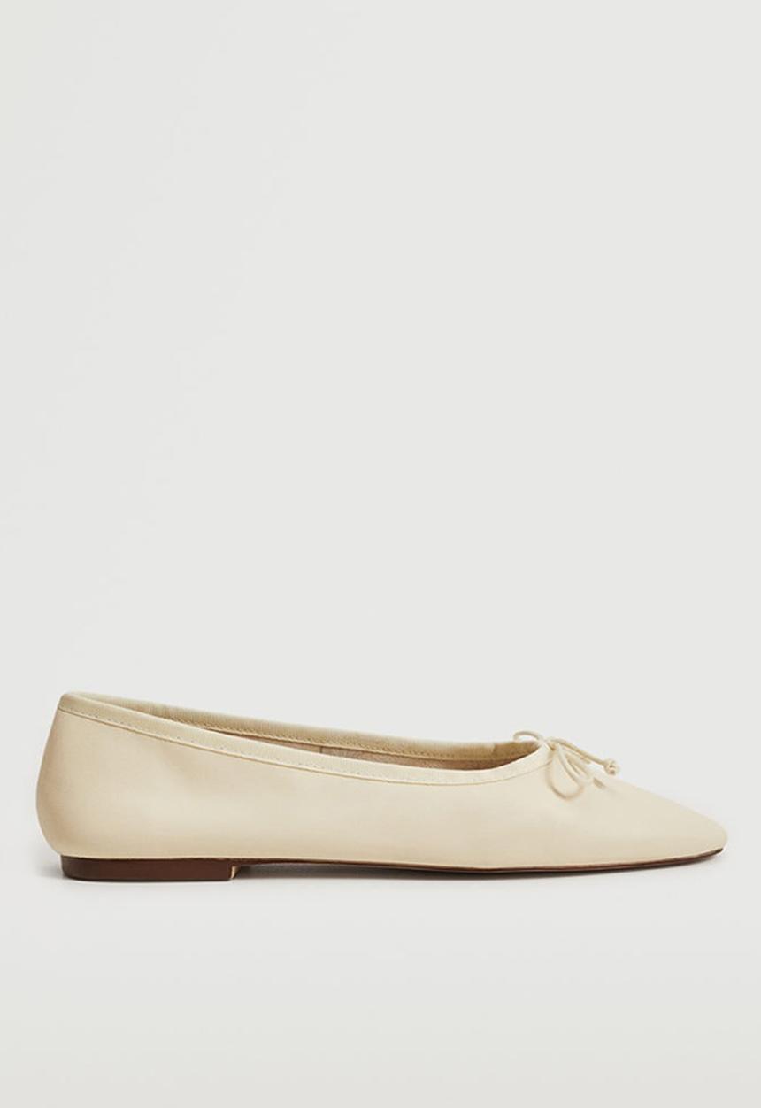 MANGO - Rina leather ballet - neutral