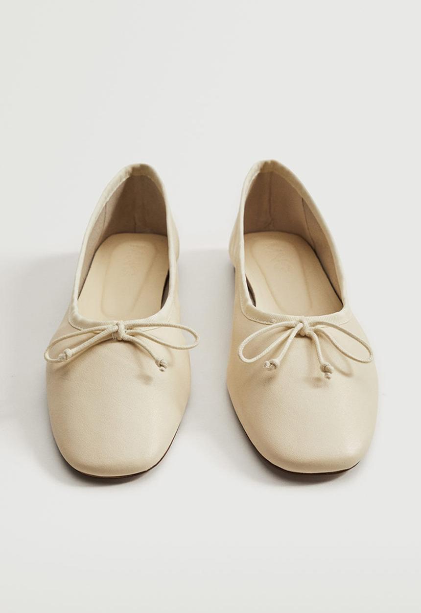 MANGO - Rina leather ballet - neutral