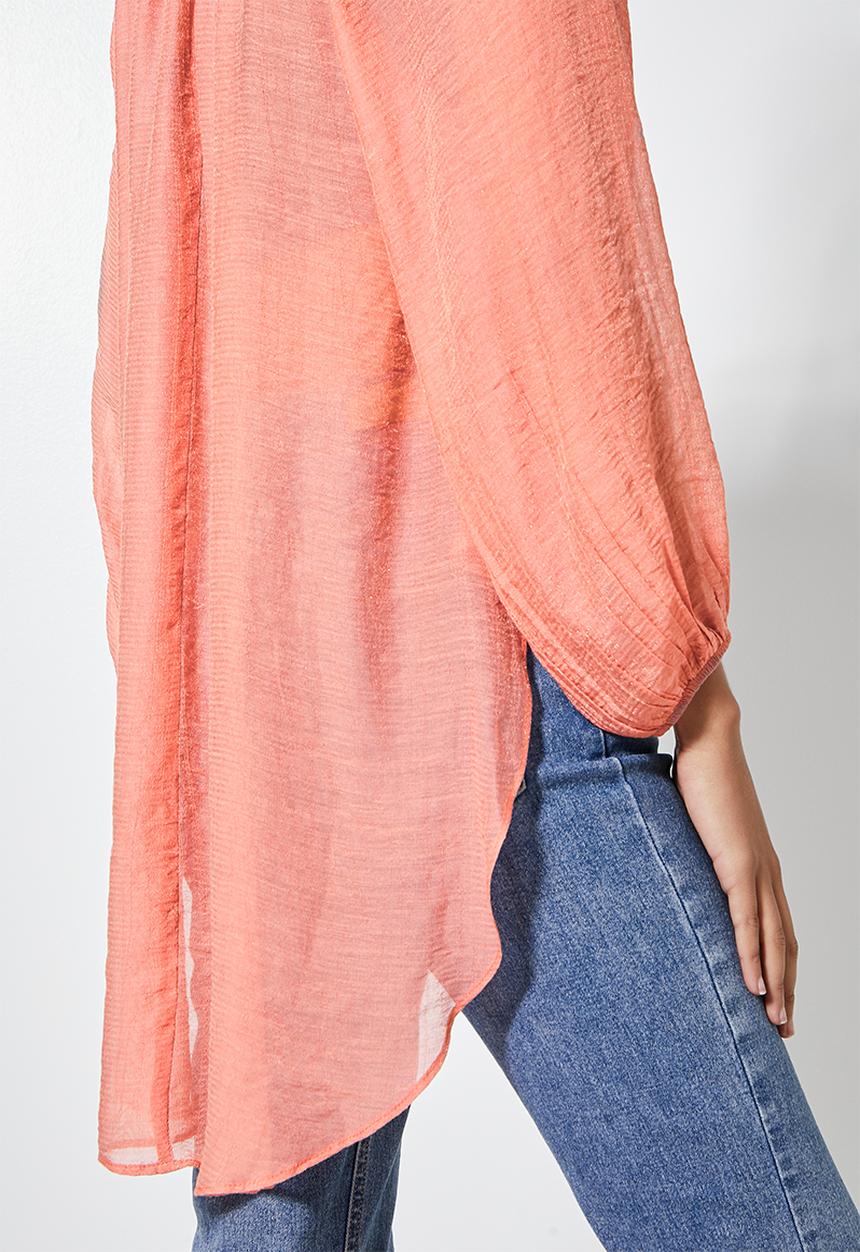 VELVET - Oversize boho neckline kaftan blouse - desert rose