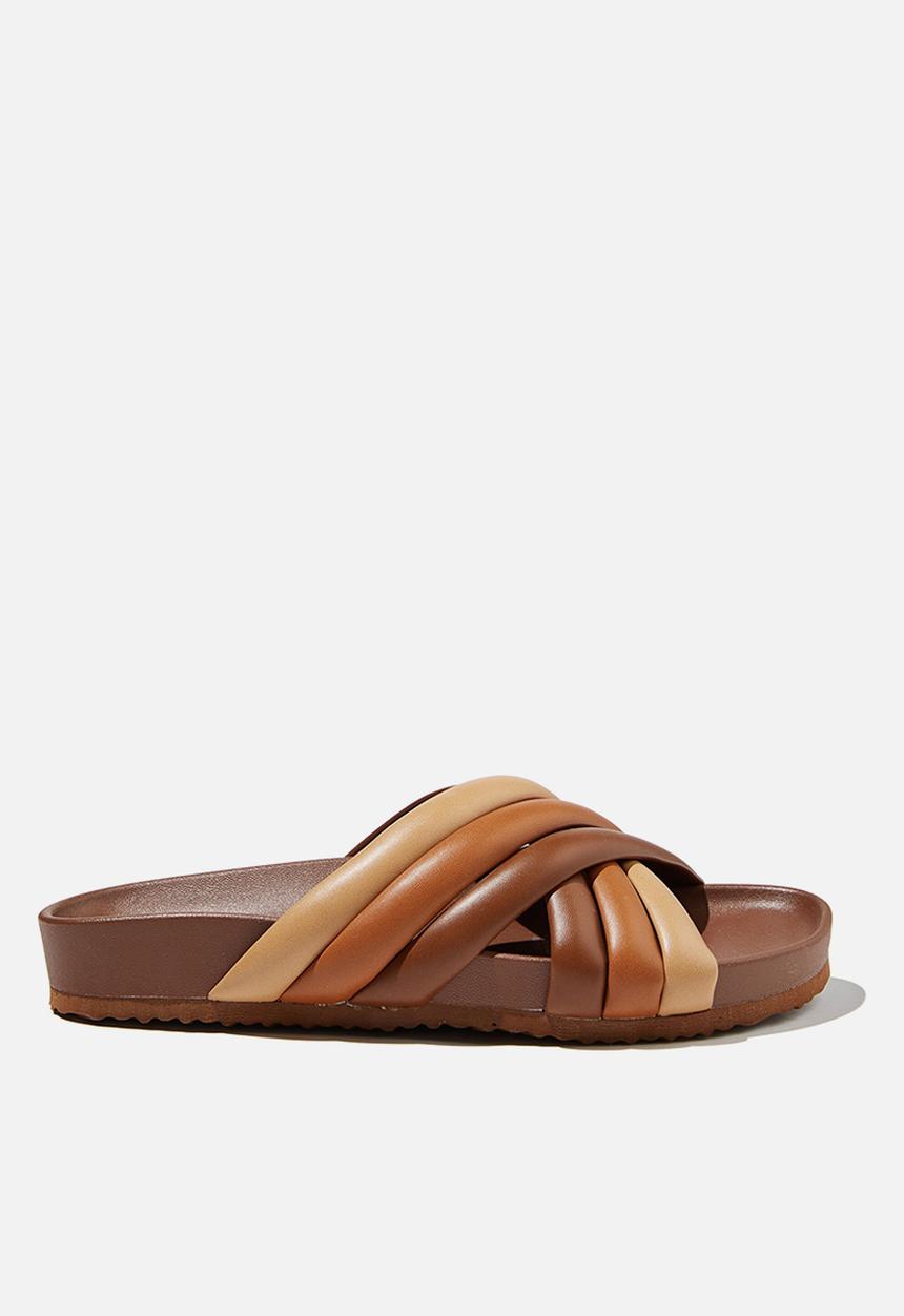 Cotton On - Cushy crossover slide - mixed chocolate