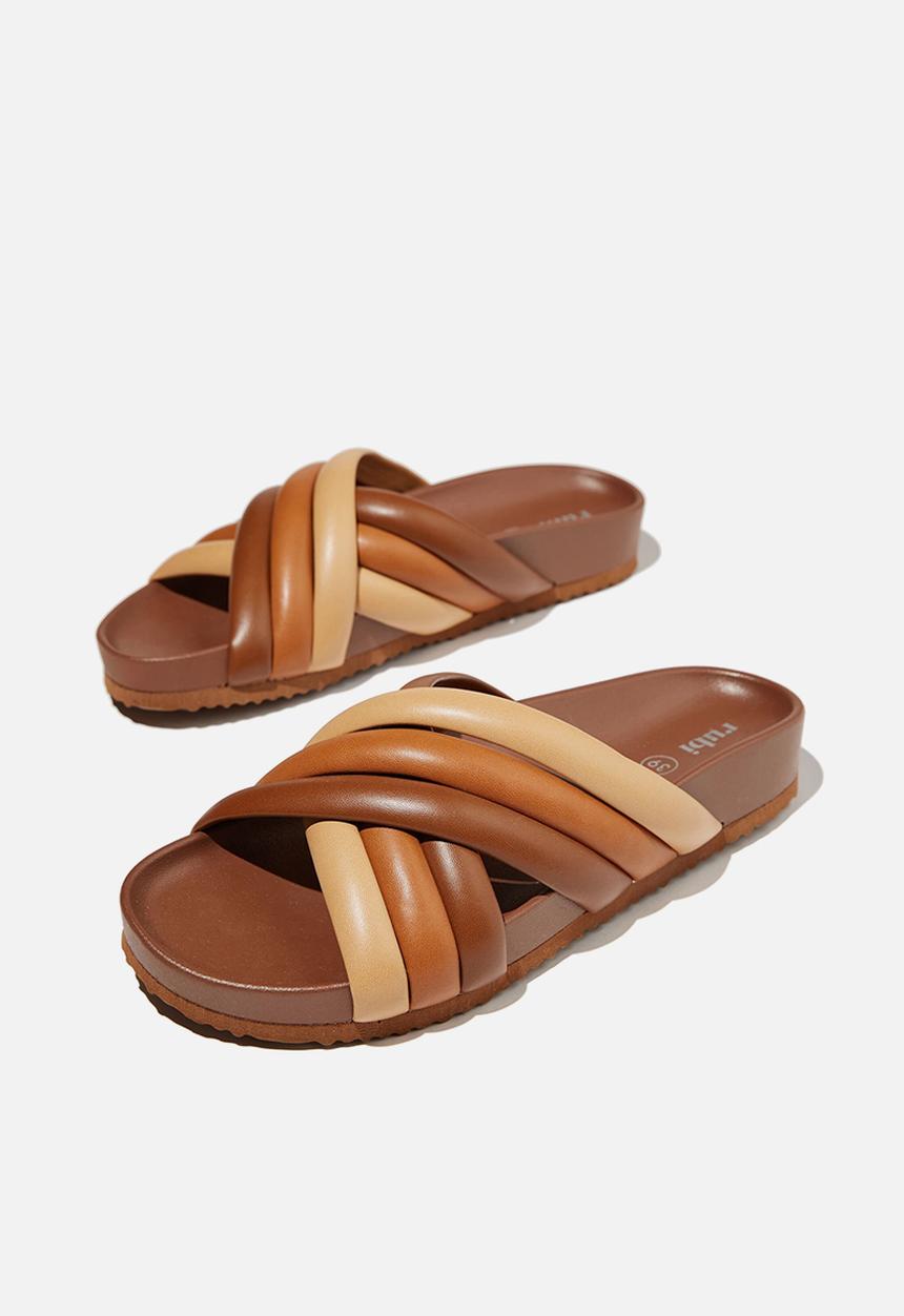 Cotton On - Cushy crossover slide - mixed chocolate