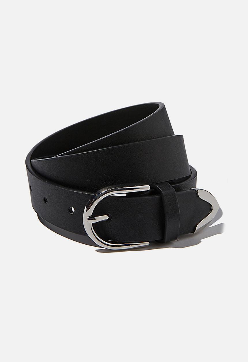 Rubi - To the point buckle belt - black & silver