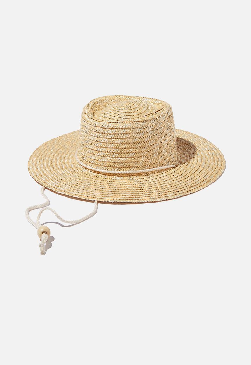 Rubi - Sara straw boater hat - neutral