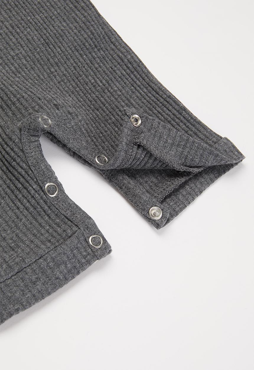 Pop Candy - Baby boys short sleeve romper with buttons - charcoal
