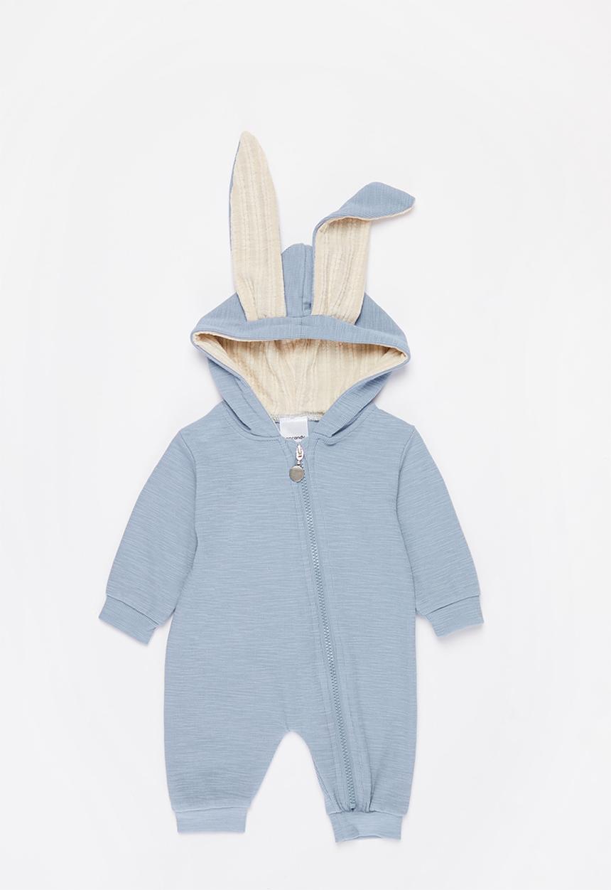 Pop Candy - Baby boys hooded romper - blue