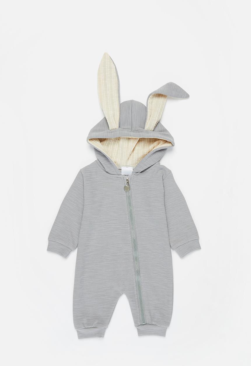 Pop Candy - Baby boys hooded romper - grey