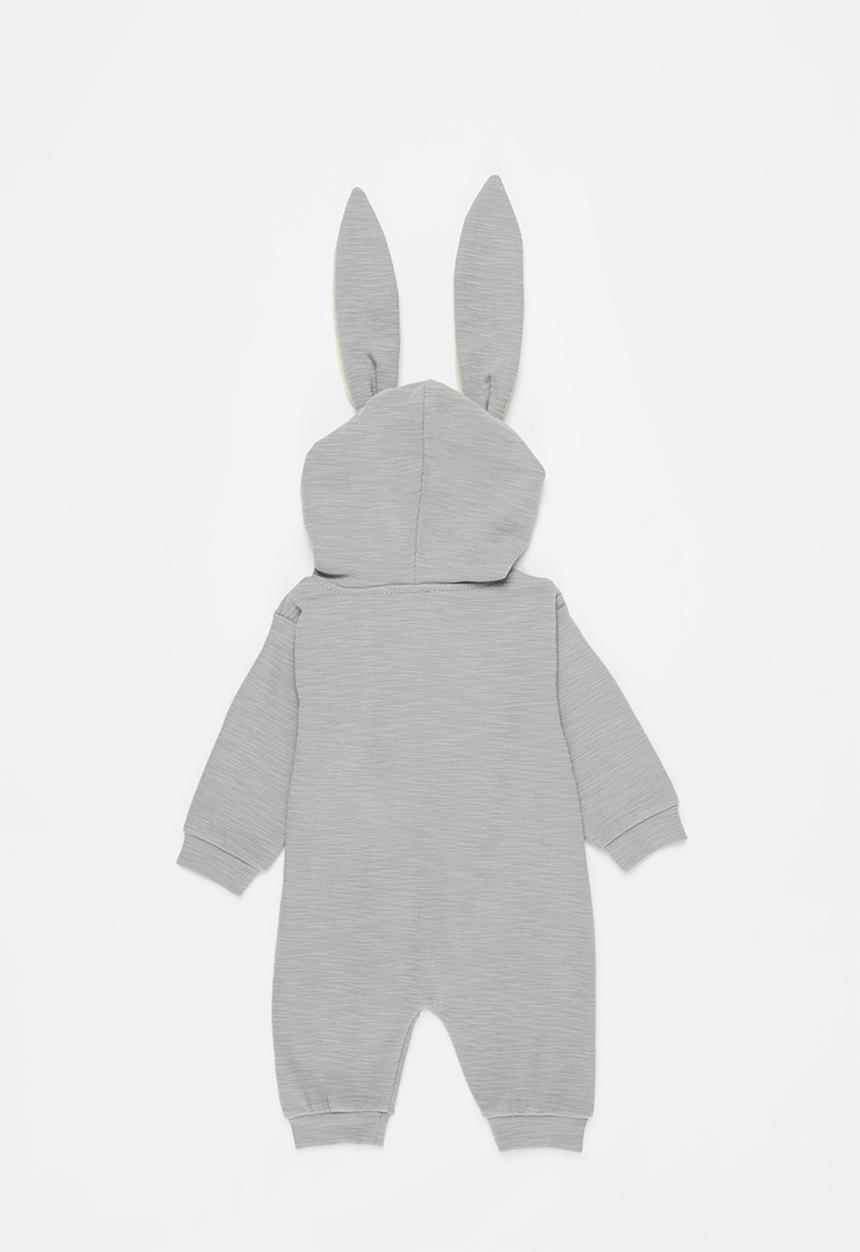 Pop Candy - Baby boys hooded romper - grey