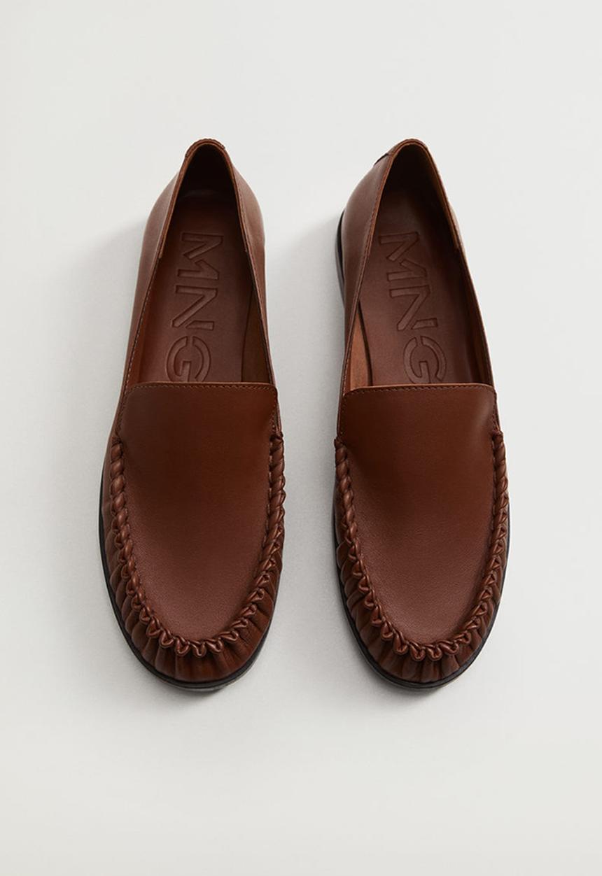 MANGO - Tunez leather loafer - brown