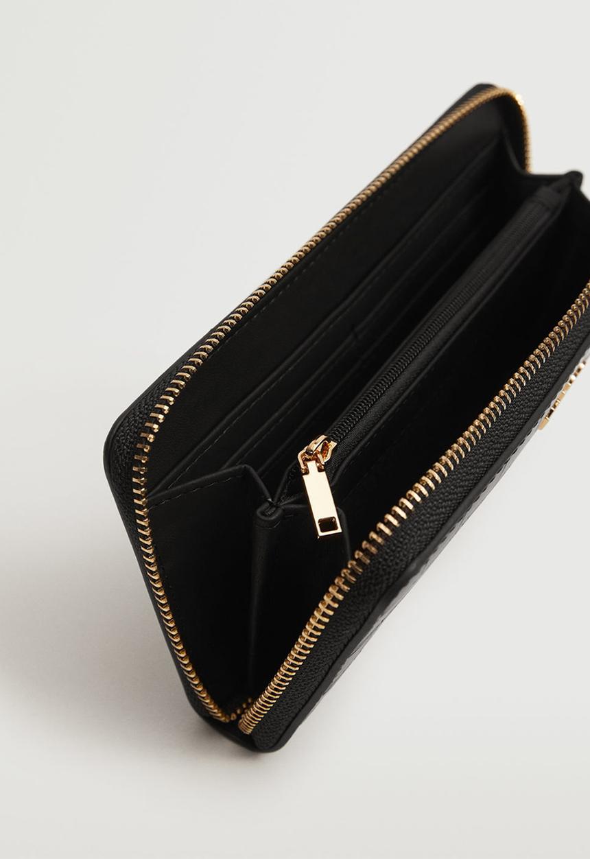 MANGO - Croc-effect wallet - black