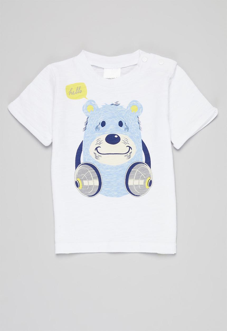 Pop Candy - Baby boys bear tee - white