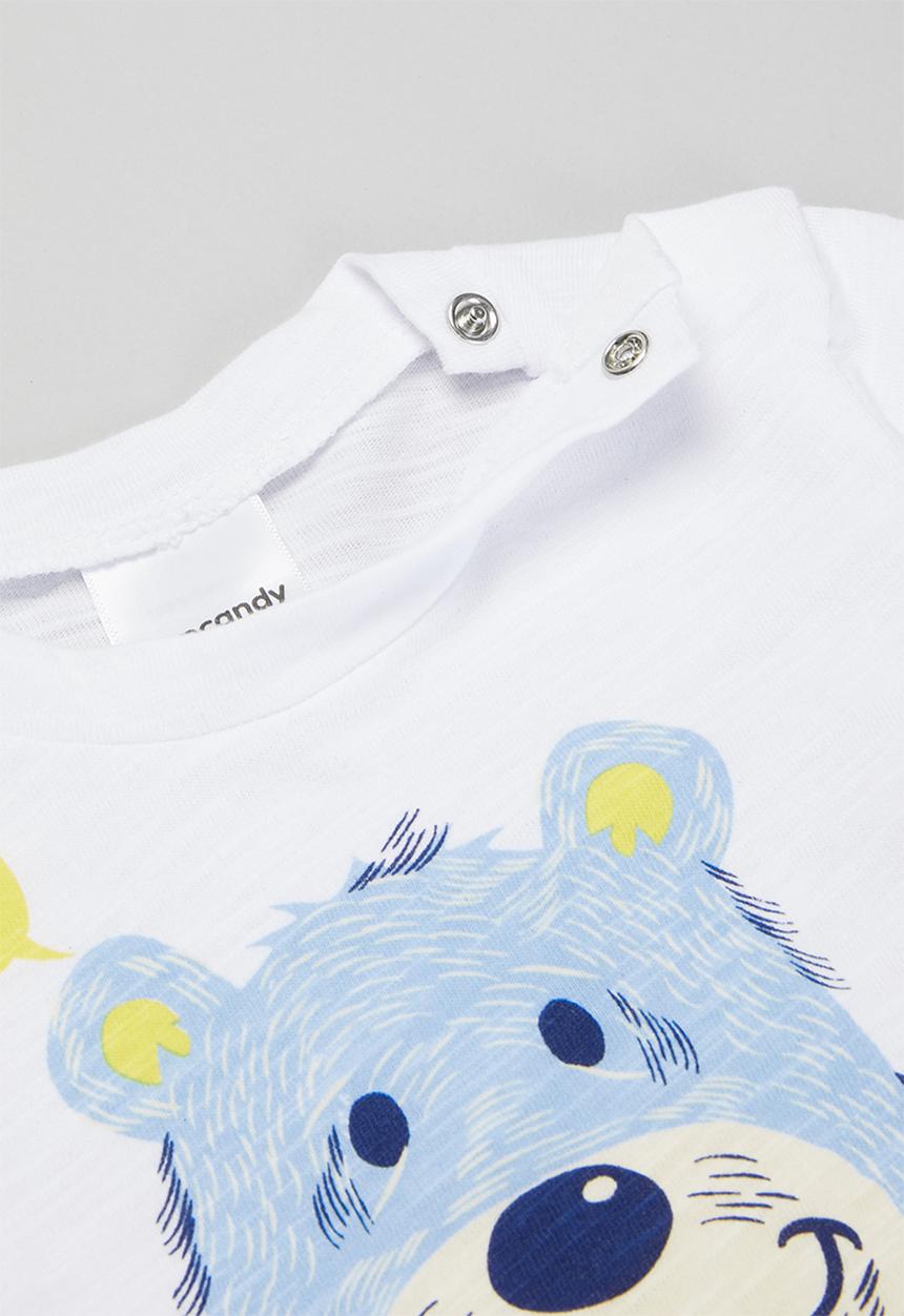 Pop Candy - Baby boys bear tee - white