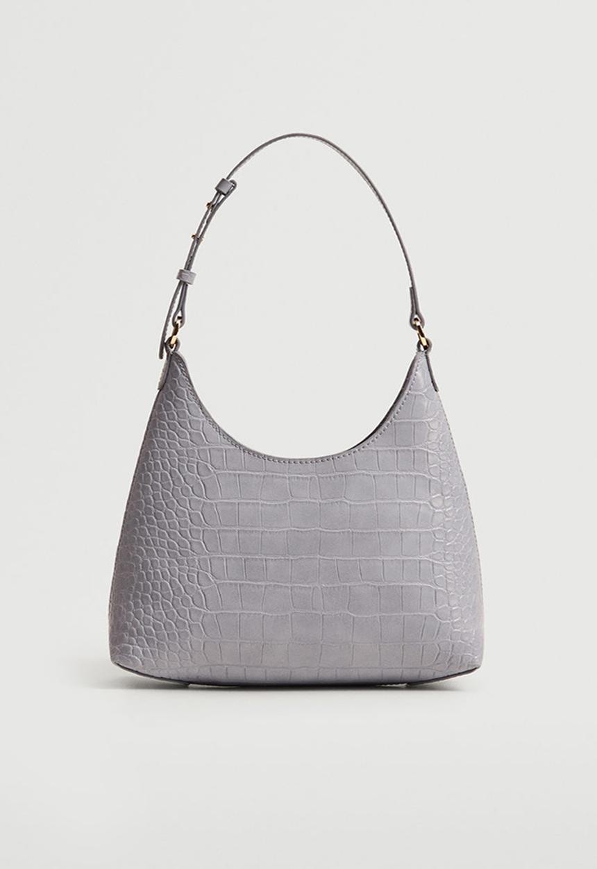 MANGO - Croc-effect baguette bag - lilac