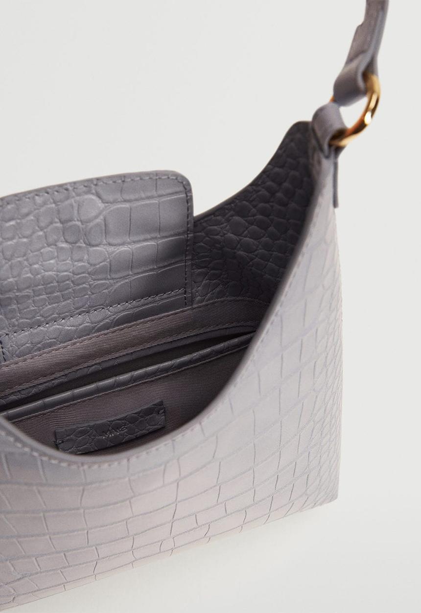 MANGO - Croc-effect baguette bag - lilac