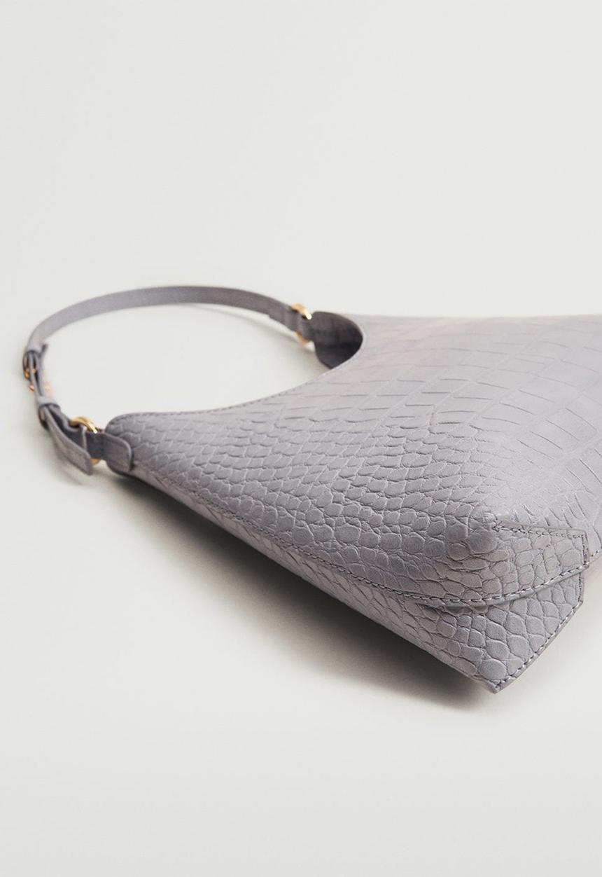 MANGO - Croc-effect baguette bag - lilac