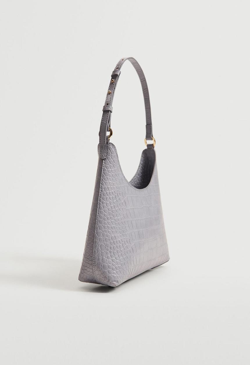 MANGO - Croc-effect baguette bag - lilac