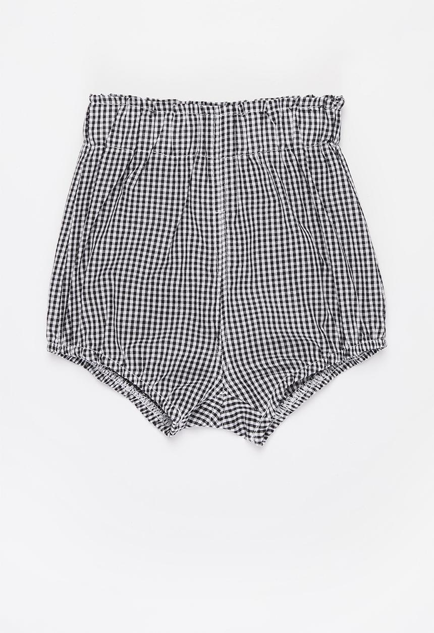 Pop Candy - Baby boys elastic waist shorts - black & white 