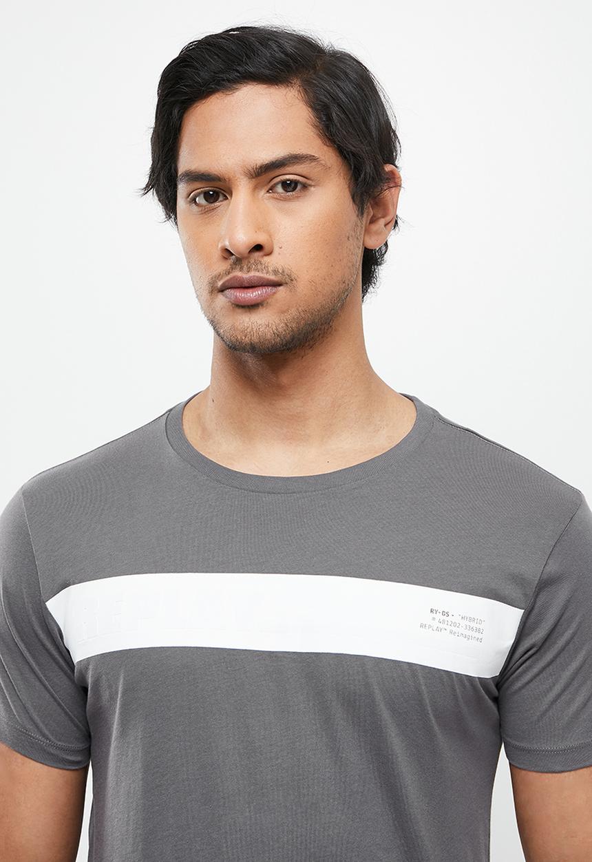 Replay - Printed line chest tee - grey