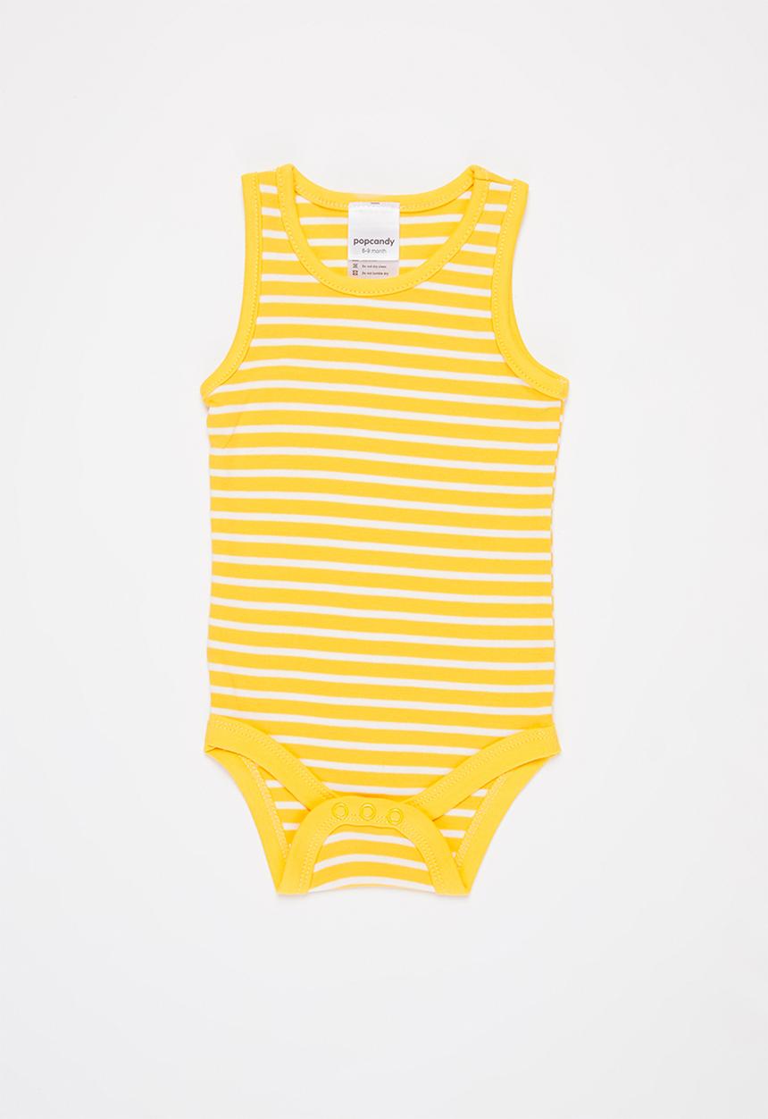 Pop Candy - Baby boys 3 pack animal bodyvests - yellow