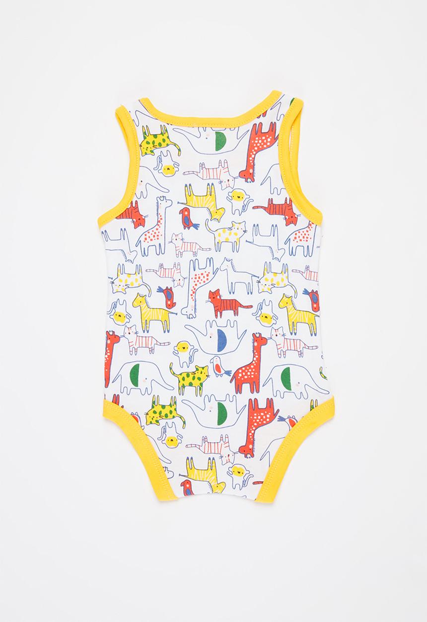 Pop Candy - Baby boys 3 pack animal bodyvests - yellow