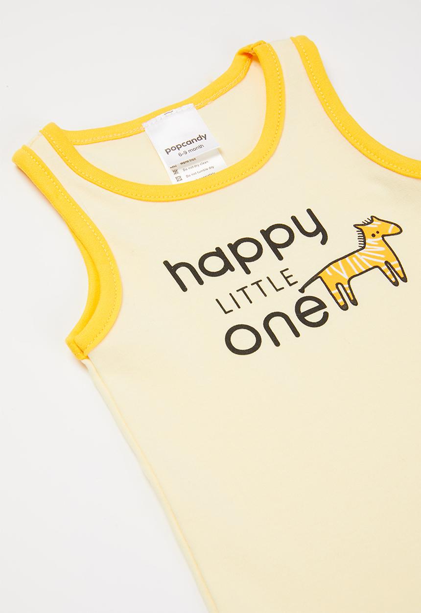 Pop Candy - Baby boys 3 pack animal bodyvests - yellow