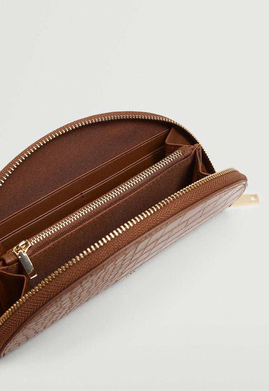 MANGO - Croc-effect wallet - brown