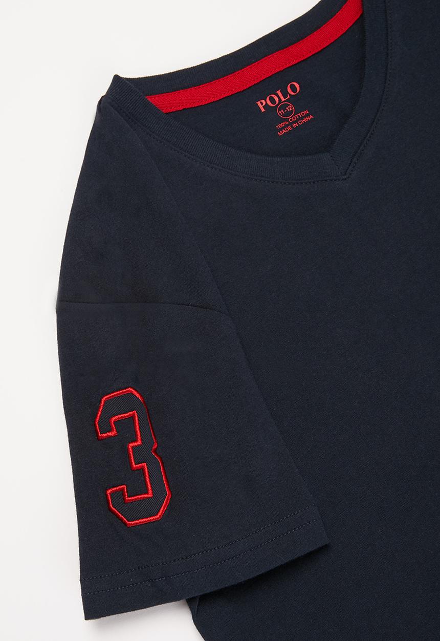 POLO - Boys james numerical v neck tee - navy